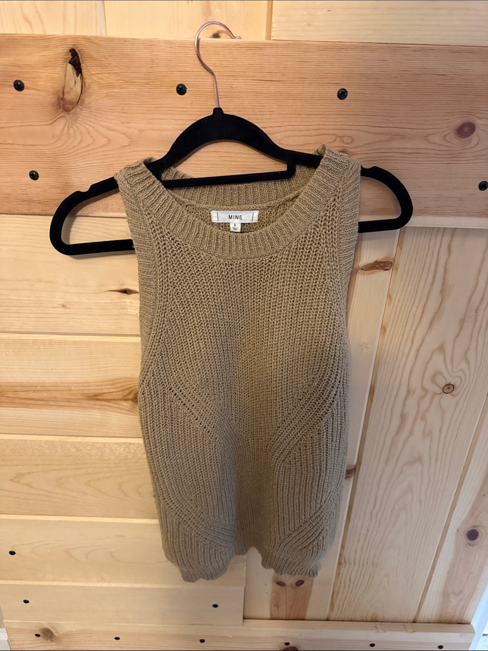 MINE Sleeveless Crewneck Knit Tank in Taupe Brown